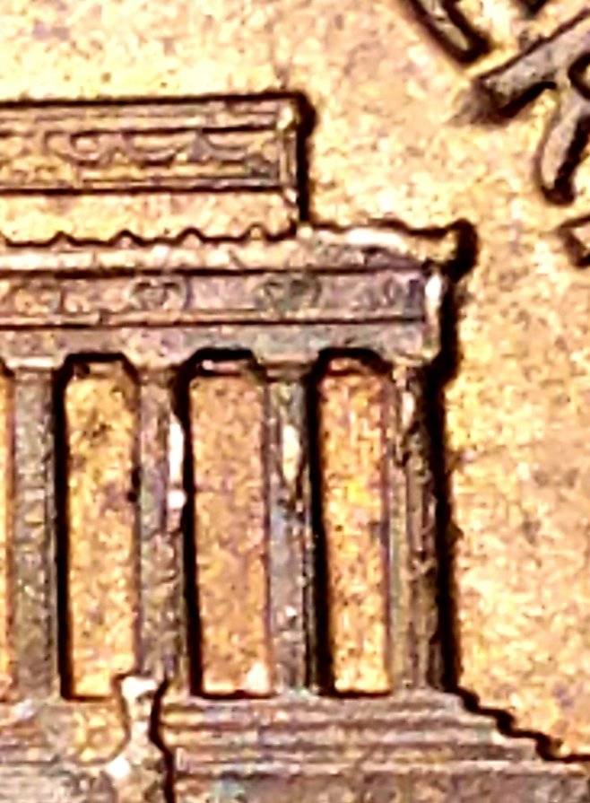 1959-D-Lincoln-Large-Die-Issues-Top-Right-Of-Cornice/Columns-10,11-&-12?